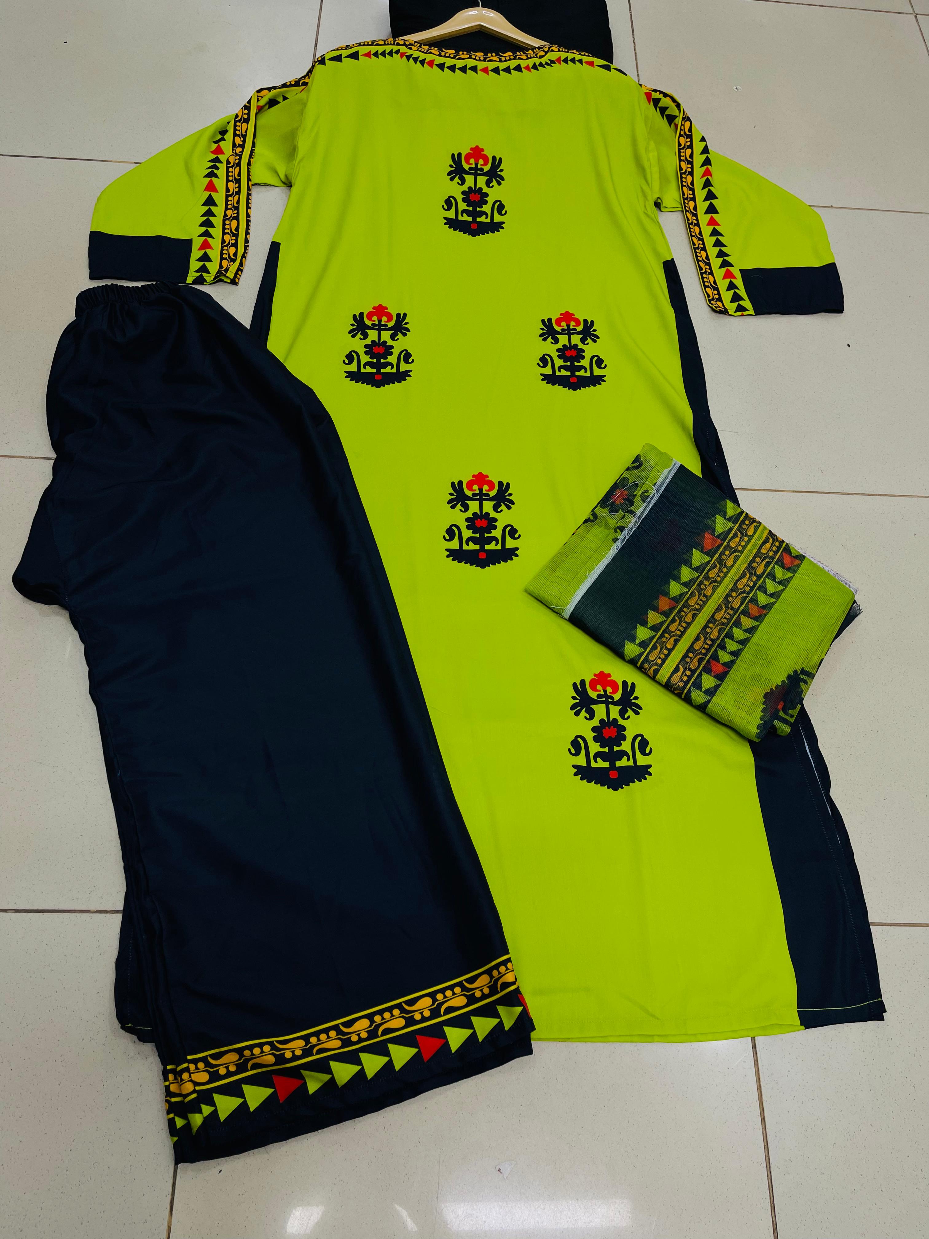 ZEST TRIBAL 3PCS SET WITH CHAFFON DUPATTA