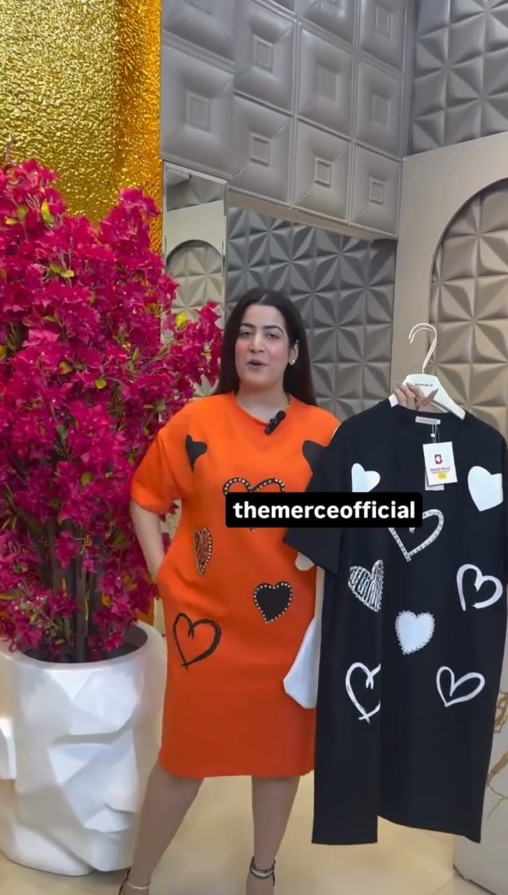 Printed Funky Heart Long T-Shirts