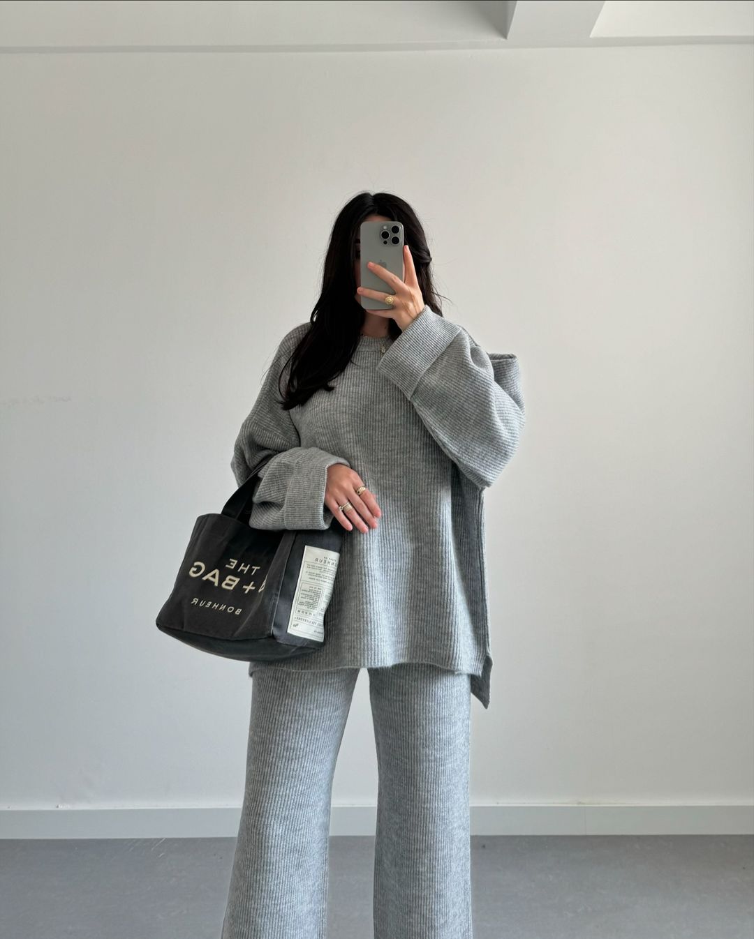 Women Winter Lining Rib Drop Shoulder Style Sweatshirts & Trouser Suit
