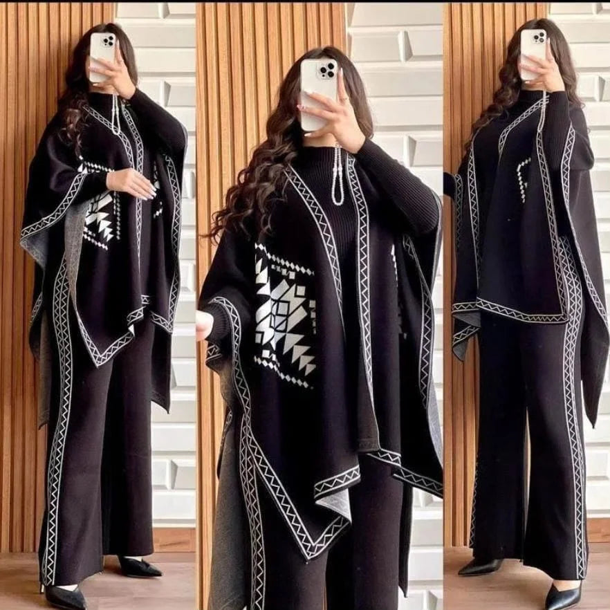 Women Winter floral Shawl 3 Piece TrackSuit.