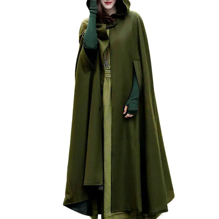 Women Stylish Long Cape Cloak Hooded Coat -0326