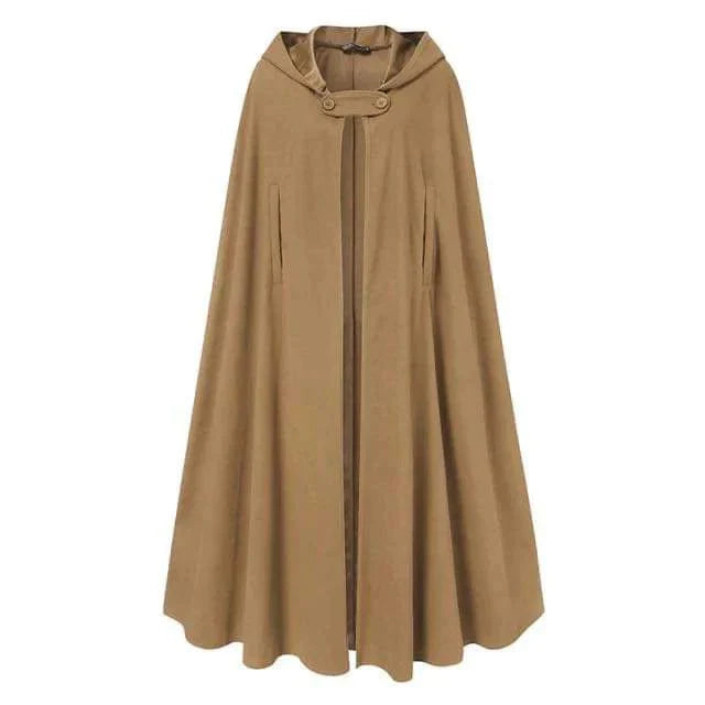 Women Stylish Long Cape Cloak Hooded Coat -0326