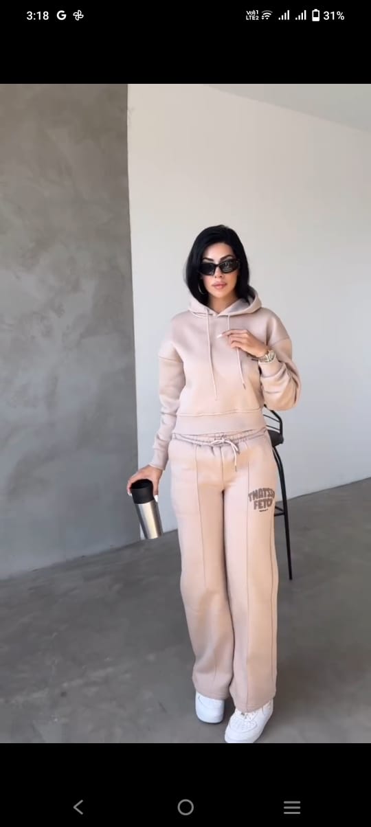 Women hoodie and Pants set Winter track suit -9760