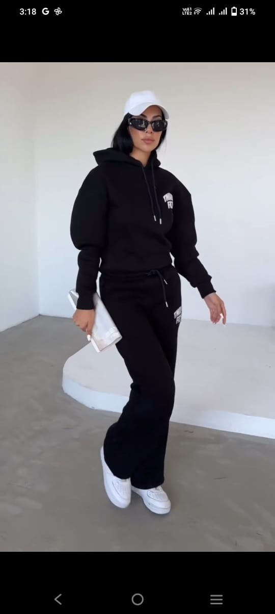Women hoodie and Pants set Winter track suit -9760