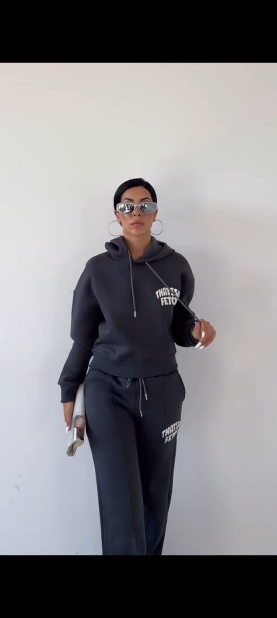 Women hoodie and Pants set Winter track suit -9760