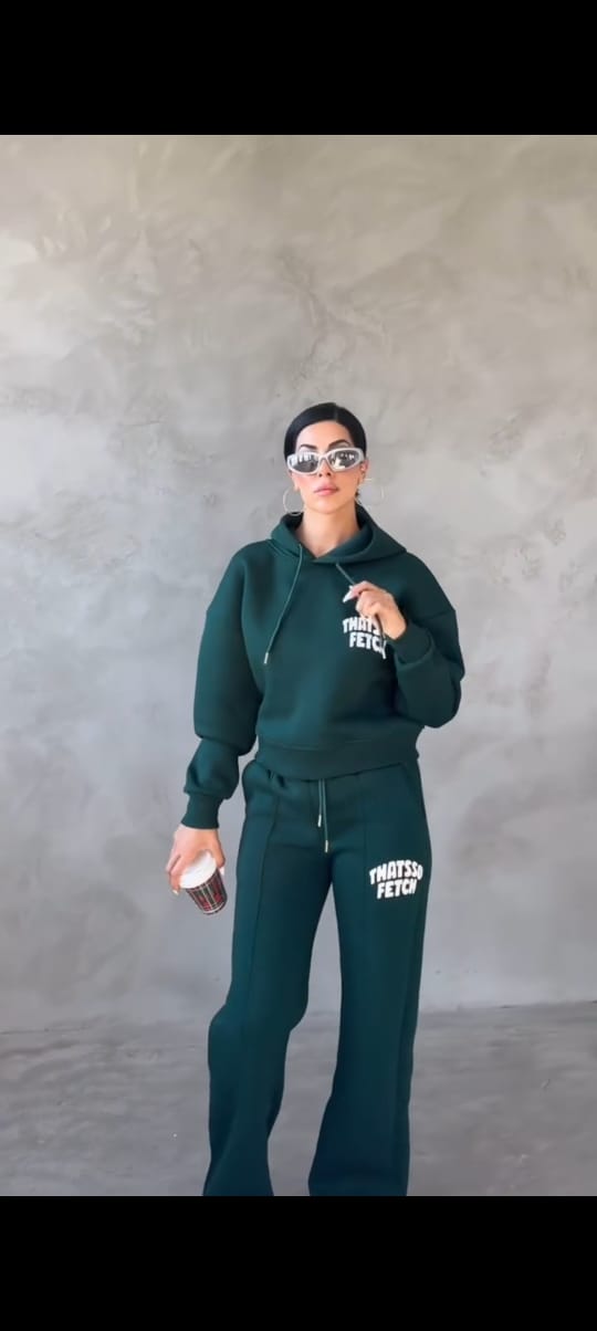 Women hoodie and Pants set Winter track suit -9760