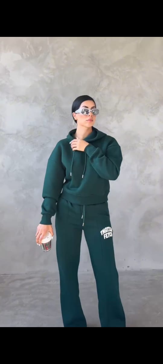 Women hoodie and Pants set Winter track suit -9760