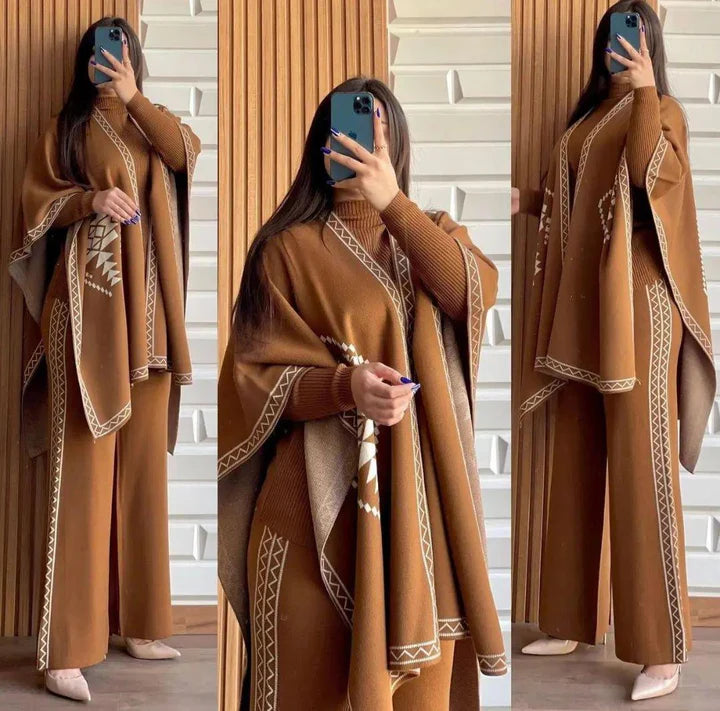 Women Winter floral Shawl 3 Piece TrackSuit.