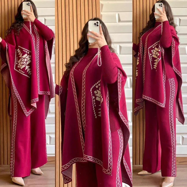 Women Winter floral Shawl 3 Piece TrackSuit.