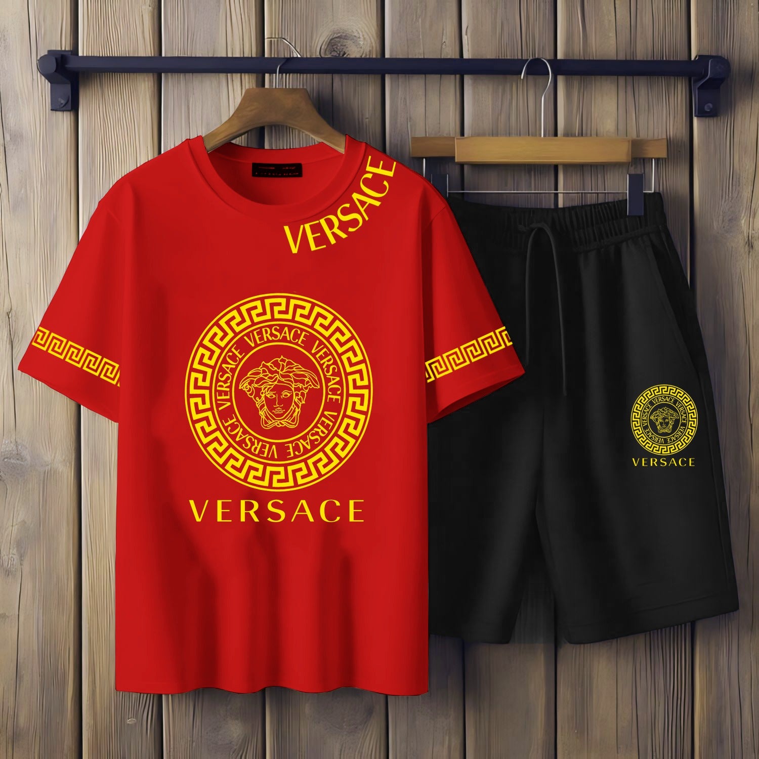 Mens Summer Versace Printed T-shirt & Trouser Trendy Fashion Track Suit