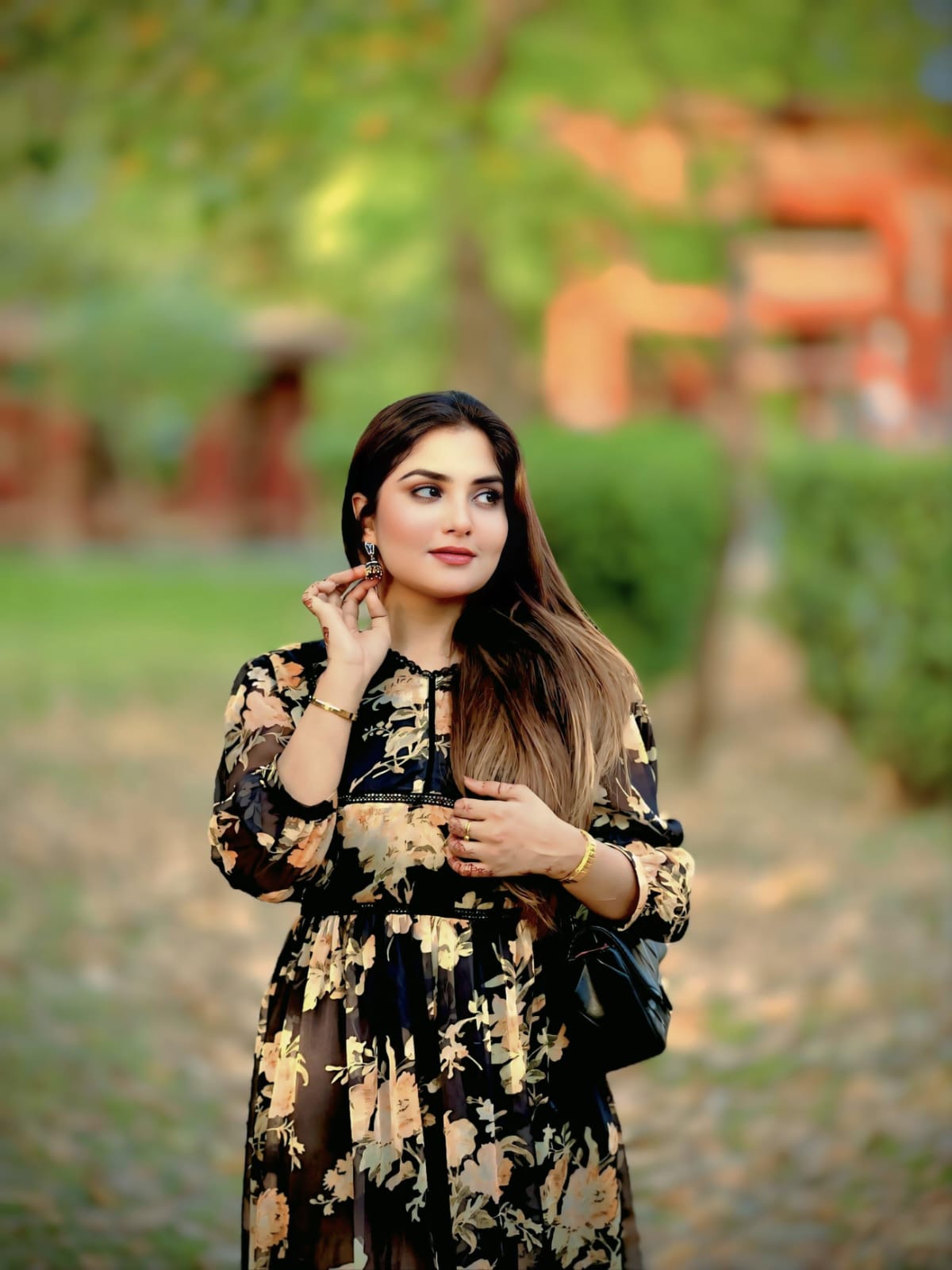 Black berry Printed chaffon Frock
