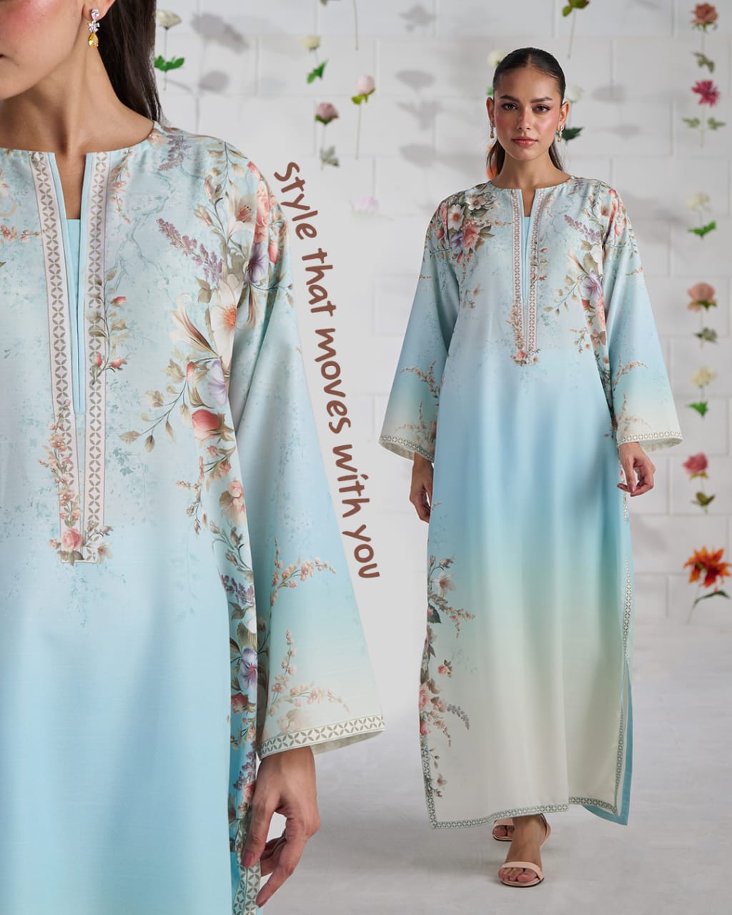 Aqua Bloom Elegance – 3 Piece Suit