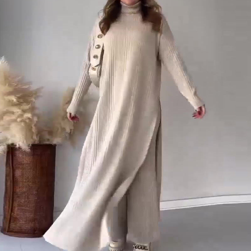 Winter wear ribbed long style Lining  Suit For Women